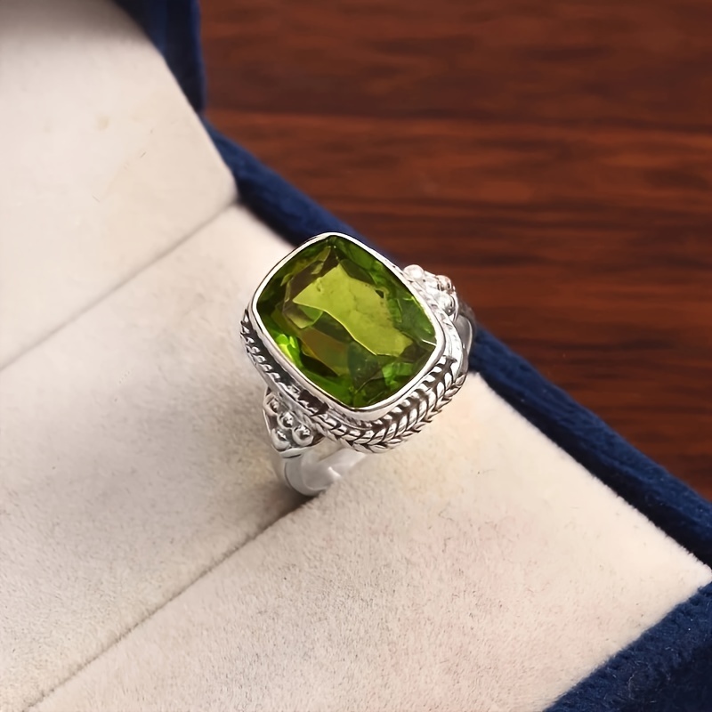 Retro CZ Rectangular Ring for Women